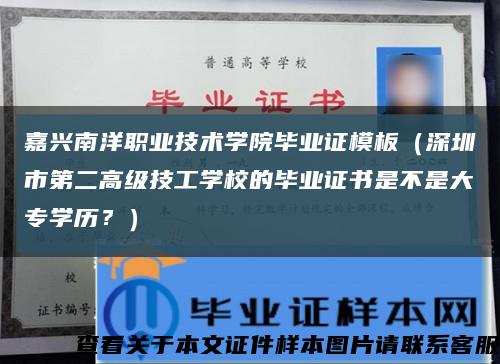 嘉興南洋職業技術學院畢業證模板（深圳市第二高級技工學校的畢業證書是不是大專學歷？）縮略圖