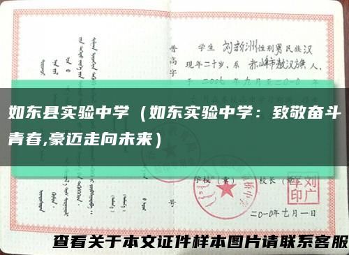 如東縣實驗中學（如東實驗中學：致敬奮斗青春,豪邁走向未來）縮略圖