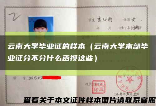 云南大學畢業證的樣本（云南大學本部畢業證分不分什么函授這些）縮略圖