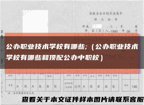 公辦職業技術學校有哪些;（公辦職業技術學校有哪些和頂配公辦中職校）縮略圖