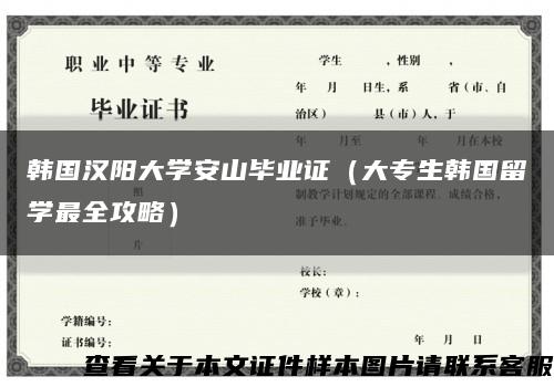 韓國漢陽大學安山畢業證（大專生韓國留學最全攻略）縮略圖