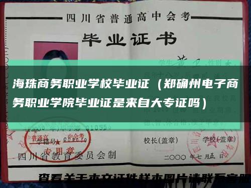 海珠商務職業學校畢業證（鄭確州電子商務職業學院畢業證是來自大專證嗎）縮略圖