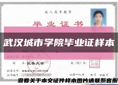 武漢城市學院畢業證樣本縮略圖