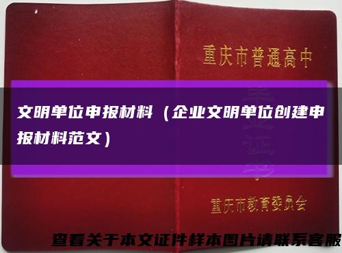 文明單位申報材料（企業文明單位創建申報材料范文）縮略圖