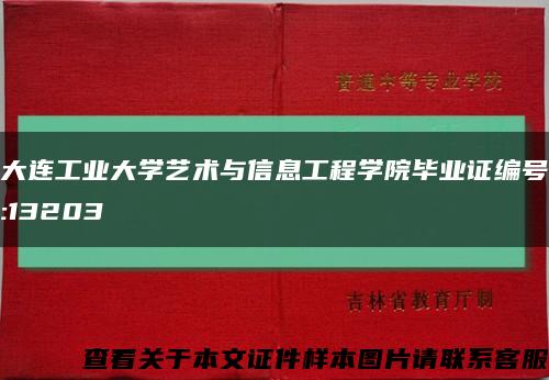 大連工業大學藝術與信息工程學院畢業證編號:13203縮略圖