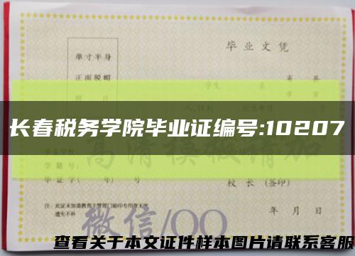 長春稅務學院畢業證編號:10207縮略圖