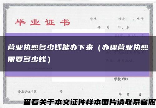 營業執照多少錢能辦下來（辦理營業執照需要多少錢）縮略圖
