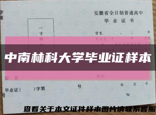 中南林科大學畢業證樣本縮略圖