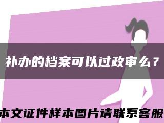 補辦的檔案可以過政審么？縮略圖