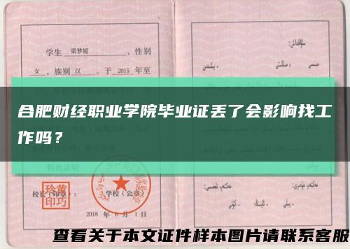 合肥財經職業學院畢業證丟了會影響找工作嗎？縮略圖