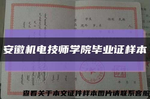 安徽機電技師學院畢業證樣本縮略圖