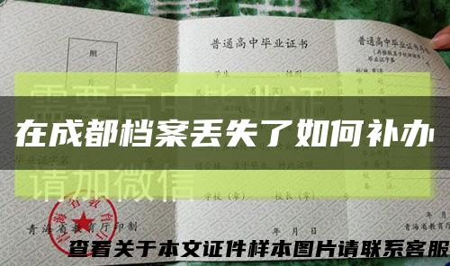 在成都檔案丟失了如何補辦縮略圖