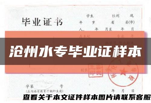 滄州水專畢業證樣本縮略圖