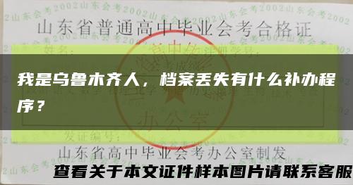 我是烏魯木齊人，檔案丟失有什么補辦程序？縮略圖