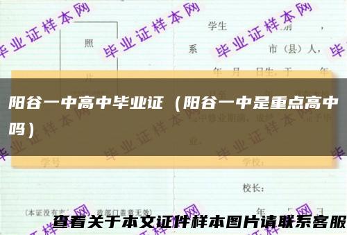 陽谷一中高中畢業證（陽谷一中是重點高中嗎）縮略圖