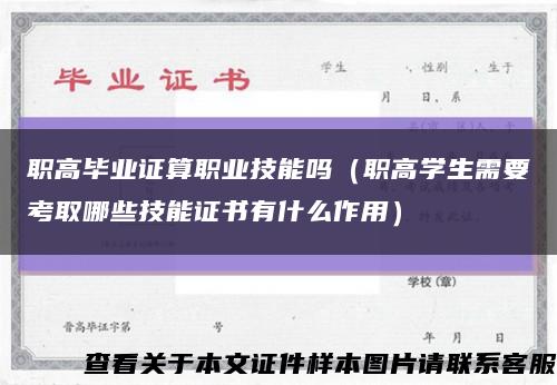 職高畢業證算職業技能嗎（職高學生需要考取哪些技能證書有什么作用）縮略圖