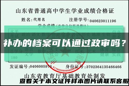 補辦的檔案可以通過政審嗎？縮略圖