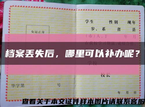 檔案丟失后，哪里可以補辦呢？縮略圖