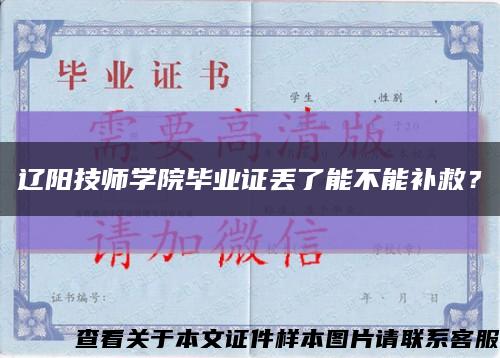 遼陽技師學院畢業證丟了能不能補救？縮略圖