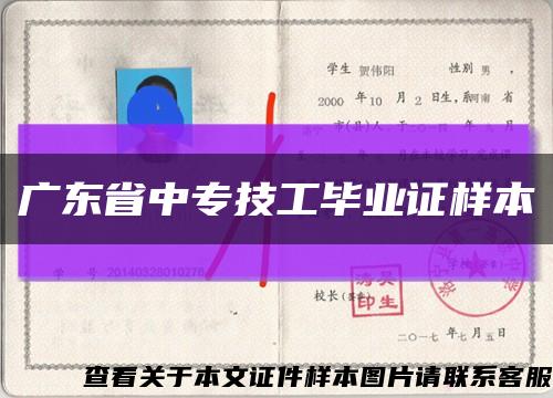 廣東省中專技工畢業證樣本縮略圖