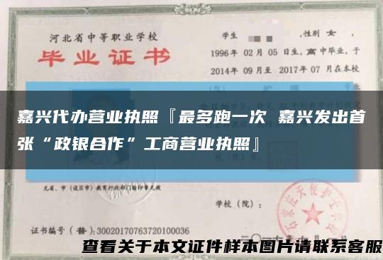 嘉興代辦營業執照『最多跑一次 嘉興發出首張“政銀合作”工商營業執照』縮略圖