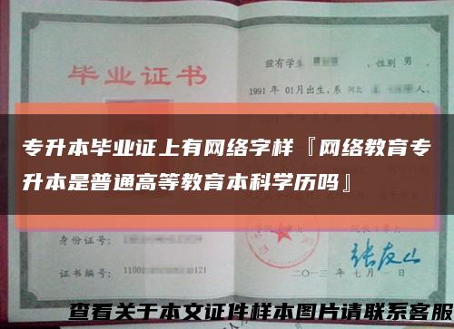 專升本畢業證上有網絡字樣『網絡教育專升本是普通高等教育本科學歷嗎』縮略圖