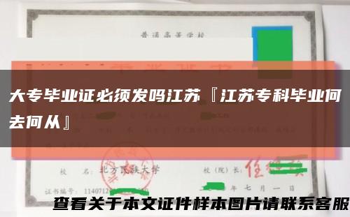 大專畢業證必須發嗎江蘇『江蘇?？飘厴I何去何從』縮略圖