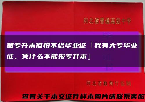 想專升本但怕不給畢業證『我有大專畢業證，憑什么不能報專升本』縮略圖