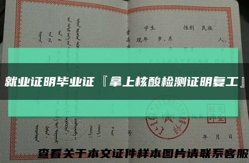 就業證明畢業證『拿上核酸檢測證明復工』縮略圖