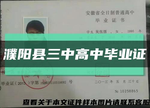 濮陽縣三中高中畢業證縮略圖