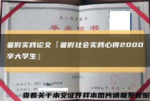 暑假實踐論文『暑假社會實踐心得2000字大學生』縮略圖