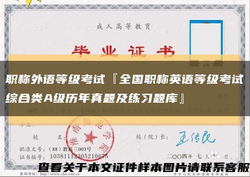 職稱外語等級考試『全國職稱英語等級考試綜合類A級歷年真題及練習題庫』縮略圖