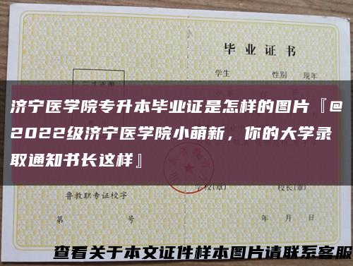 濟寧醫學院專升本畢業證是怎樣的圖片『@2022級濟寧醫學院小萌新，你的大學錄取通知書長這樣』縮略圖