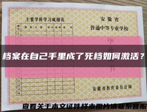 檔案在自己手里成了死檔如何激活？縮略圖