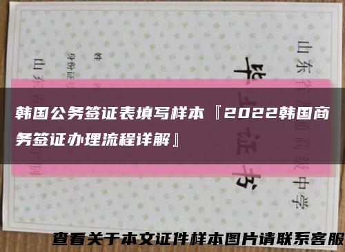 韓國公務簽證表填寫樣本『2022韓國商務簽證辦理流程詳解』縮略圖