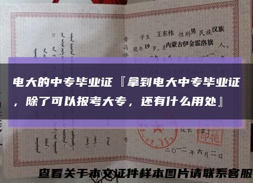電大的中專畢業證『拿到電大中專畢業證，除了可以報考大專，還有什么用處』縮略圖