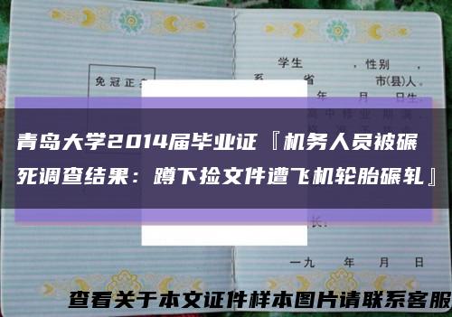 青島大學2014屆畢業證『機務人員被碾死調查結果：蹲下撿文件遭飛機輪胎碾軋』縮略圖