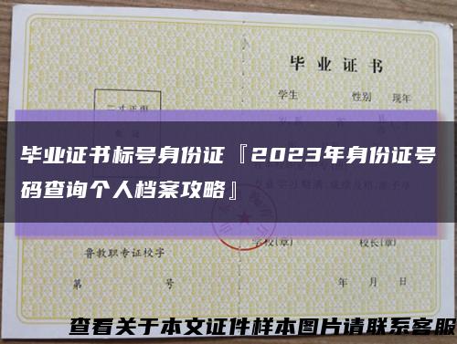 畢業證書標號身份證『2023年身份證號碼查詢個人檔案攻略』縮略圖