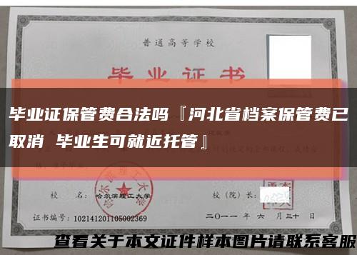 畢業證保管費合法嗎『河北省檔案保管費已取消 畢業生可就近托管』縮略圖