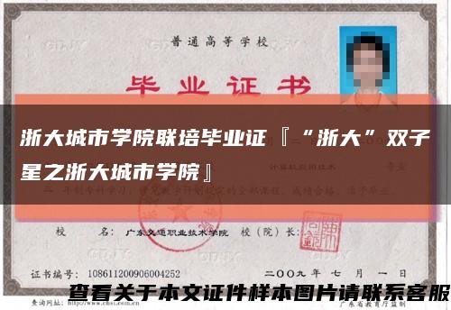 浙大城市學院聯培畢業證『“浙大”雙子星之浙大城市學院』縮略圖