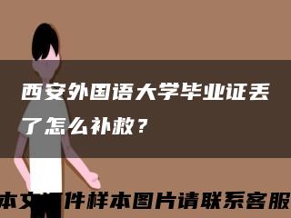 西安外國語大學畢業證丟了怎么補救？縮略圖