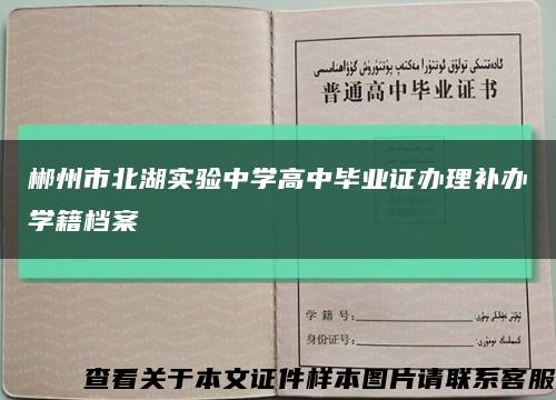 郴州市北湖實驗中學高中畢業證辦理補辦學籍檔案縮略圖