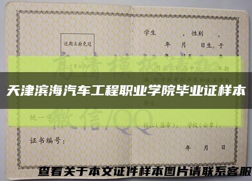 天津濱海汽車工程職業學院畢業證樣本縮略圖