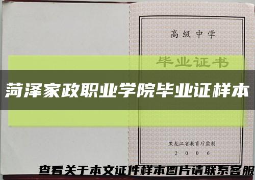 菏澤家政職業學院畢業證樣本縮略圖