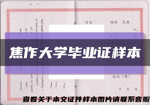 焦作大學畢業證樣本縮略圖