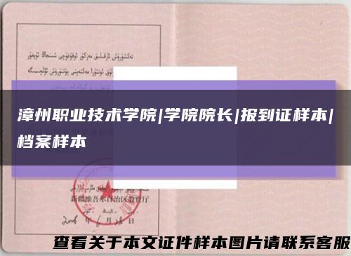 漳州職業技術學院|學院院長|報到證樣本|檔案樣本縮略圖