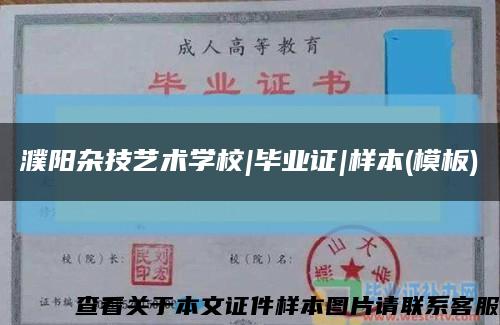 濮陽雜技藝術學校|畢業證|樣本(模板)縮略圖