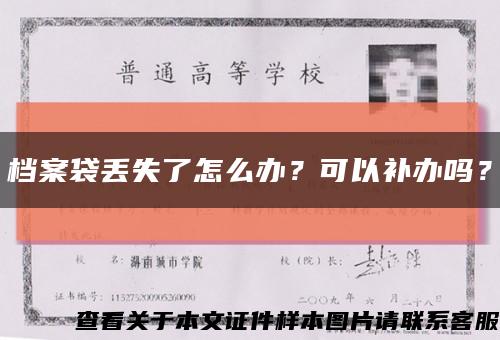 檔案袋丟失了怎么辦？可以補辦嗎？縮略圖