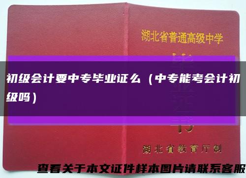 初級會計要中專畢業證么（中專能考會計初級嗎）縮略圖