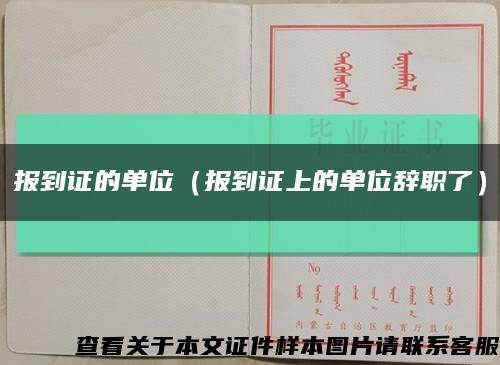 報到證的單位（報到證上的單位辭職了）縮略圖